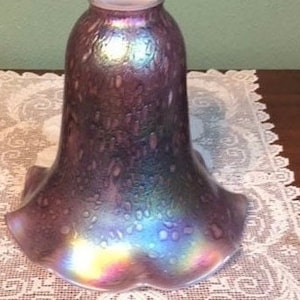 large Art Glass  LAMP SHADE Irridescent Large Lily Favrile
