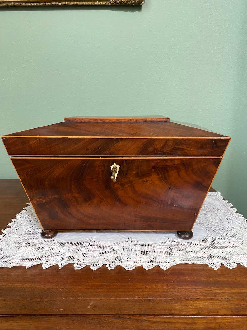 Primitive Antique TEA BOX CADDY Walnut Wood Wooden Etsy