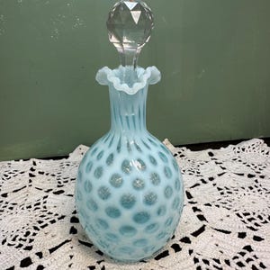 Fenton LG Wright BITTER BOTTLE Barber Glass opalescent opal antique windows lobed