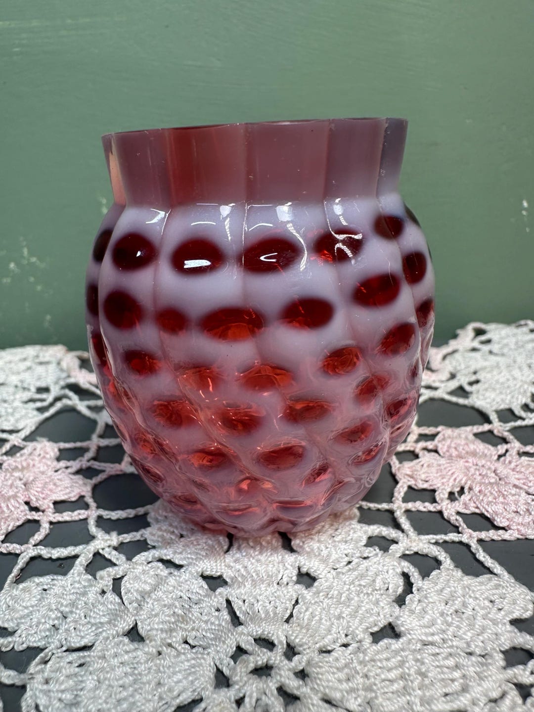 Victorian Toothpick Victorian TOOTHPICK Holder Windows Coin Dot Spot Cranberry EAPG ...