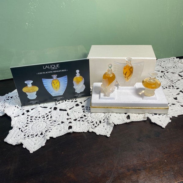 Vintage Lalique Perfume BOX 3 unused Perfumes Parfum Scent glass France cologne Limited edition miniature mini set