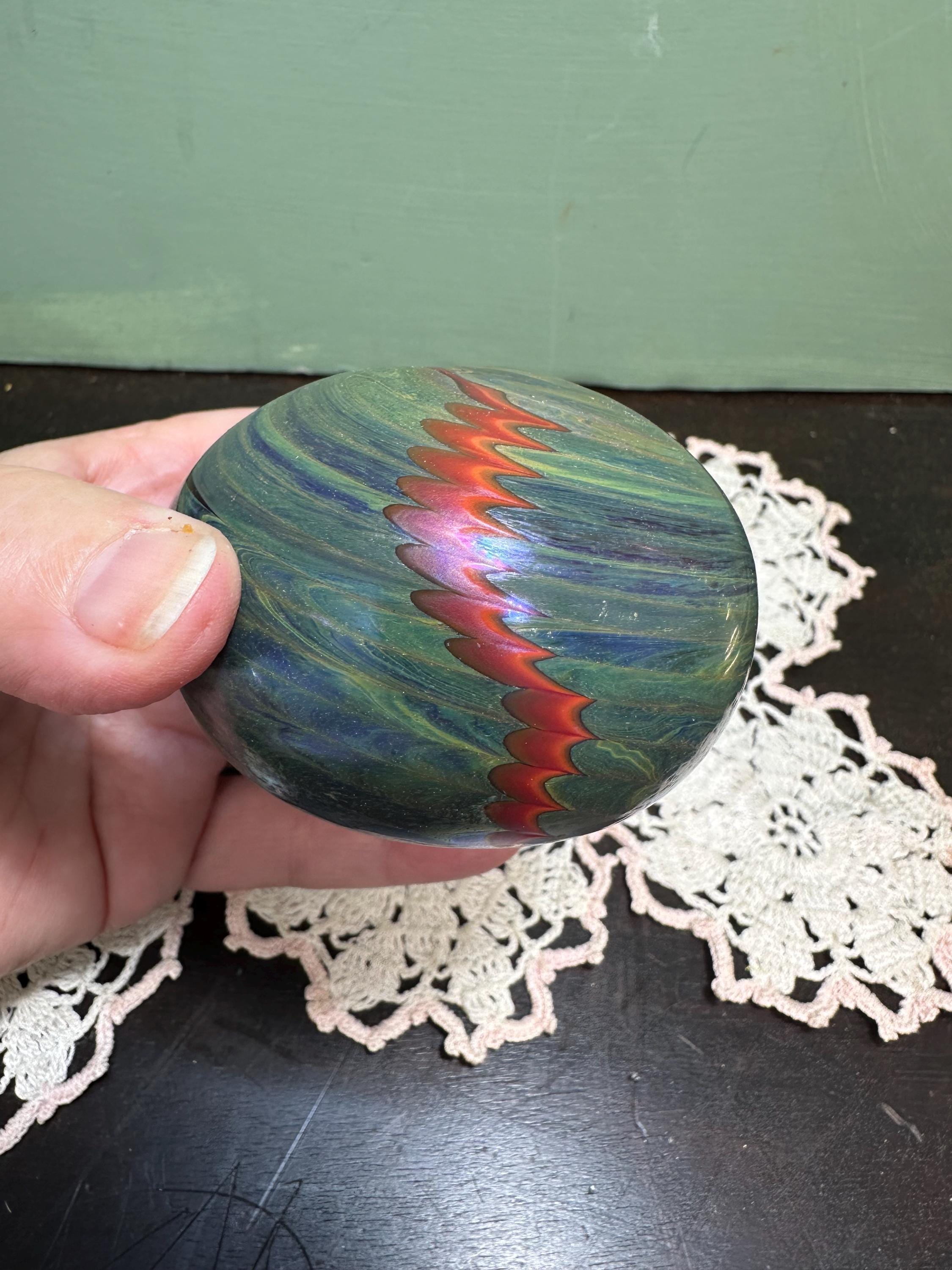 Vintage Lundberg Studio 1984 Signed Paperweight Art Glass PAPER