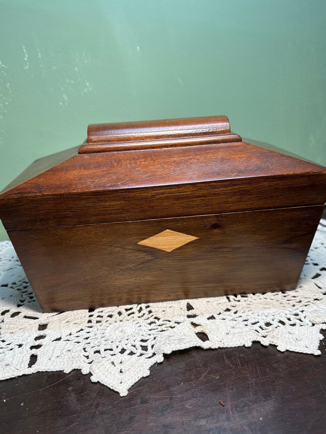 Primitive Antique TEA BOX CADDY Walnut Wood Wooden Etsy
