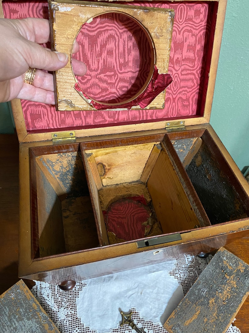 Primitive Antique TEA BOX CADDY Walnut Wood Wooden Etsy