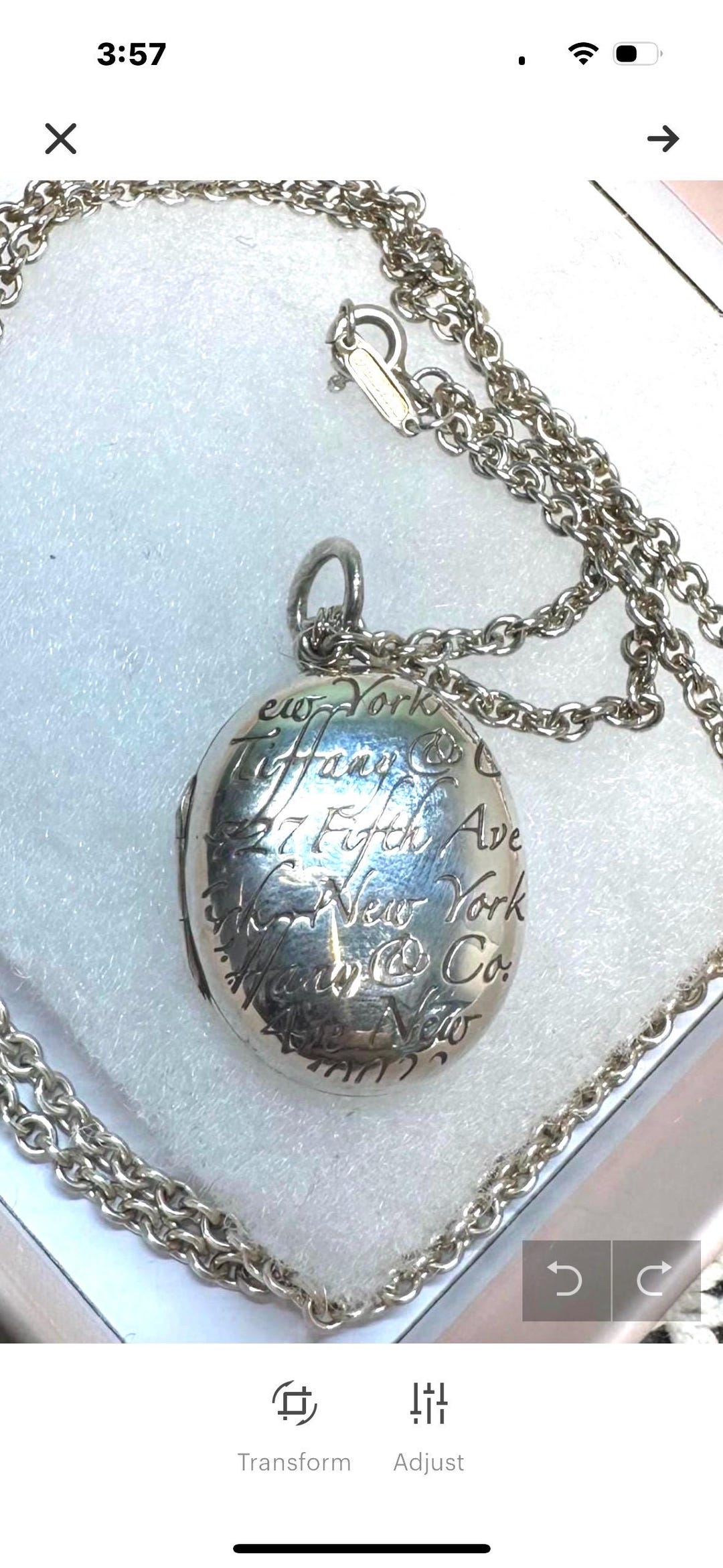 Antique Signed Tiffany LOCKET Necklace Sterling Silver Chain and