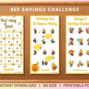 Bienen Spar-Challenge A6 Spareinlagen Bargeld stopfen Ordner Tracker Cash Tracker Printable Kawaii Ersparnisse 2026 Spar-Challenge