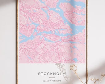 Mapa de ciudad personalizado: cualquier ubicación, estilo flor de cerezo (descarga digital)