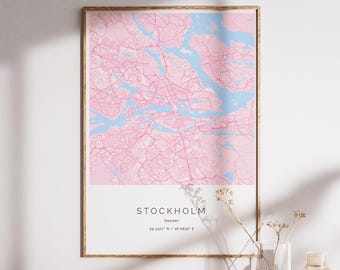 Póster personalizado con mapa de la ciudad (enmarcado o sin enmarcar) / Decoración de pared con ubicación personalizada