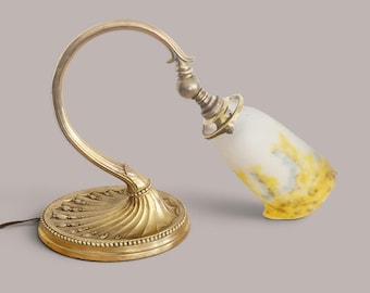Lámpara Art Nouveau, alrededor de 1900 - Bronce dorado y pasta de vidrio, firmada Müller Frères