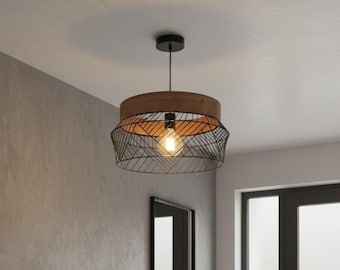Lámpara colgante de diseño escandinavo - Madera y metal