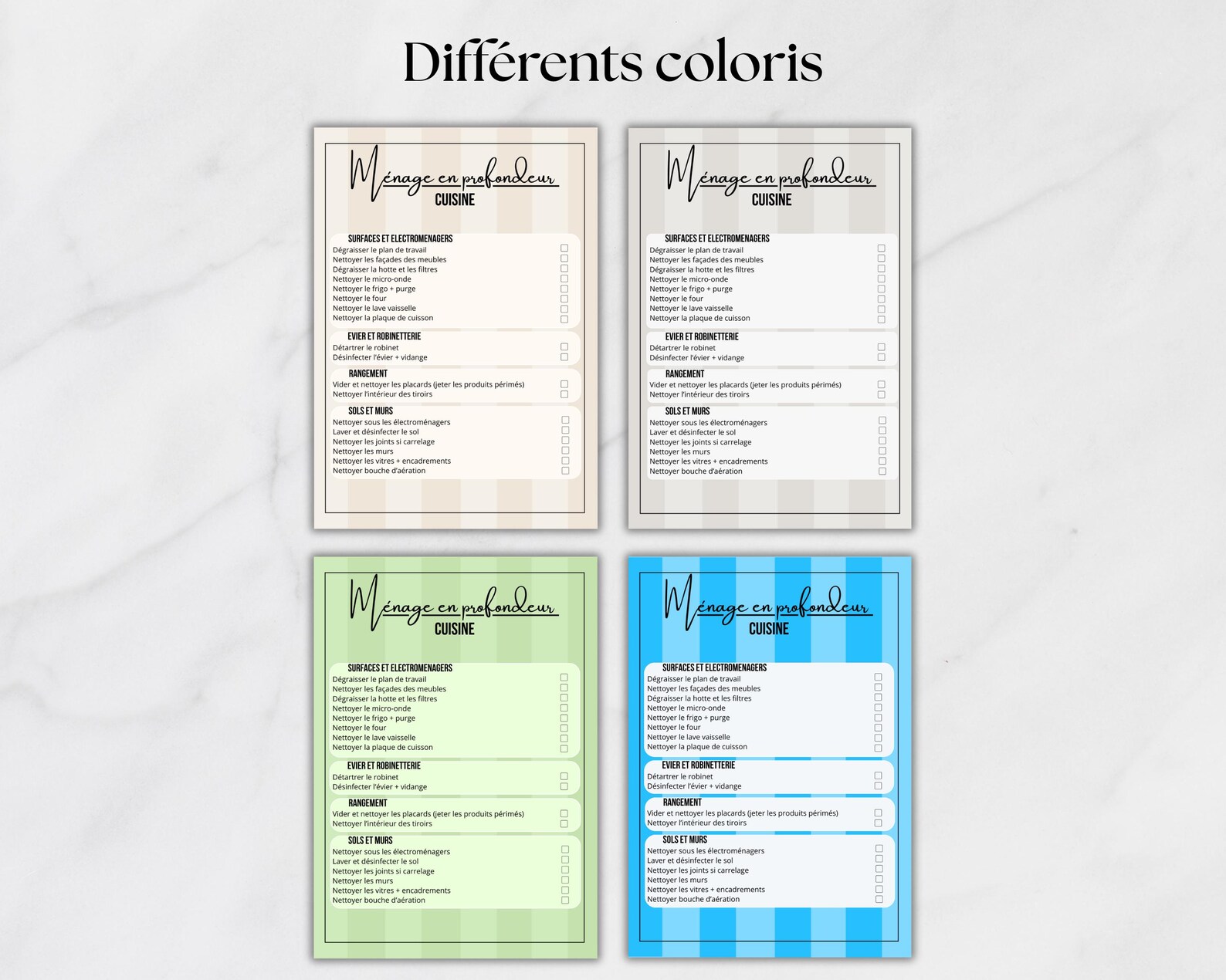 Complete Cleaning Checklist PDF A4 – Kitchen, Living Room, Bedroom ...