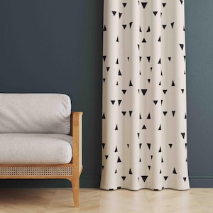 Minimal Triangle Curtains, Scandinavian Black White Window Drapes, Modern Nursery Decor, Blackout Option, Made to Order