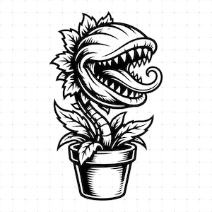 Monsterväxt SVG, PNG, Köttätande Venus, Flugfälla Varelse Konst, Skräckblommor, Läskig Växt, Botanisk T-shirt Cut-fil, Cricut, Silhuett