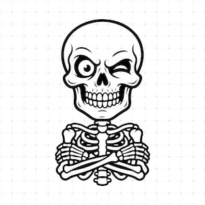 Zabawny szkielet ze skrzyżowanymi ramionami SVG, PNG, Fajna poza szkieletu, Kości w stylu retro na Halloween, Straszny wzór czaszki, Plik Cricut Cut, Natychmiastowe pobranie
