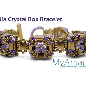 Tila Crystal Box Bracelet Tutorial // Beading Pattern // Lavender, Bronze // Beadweaving // Tila Bead Pattern// image 1
