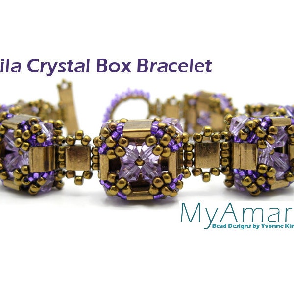 Tila Crystal Box Bracelet Tutorial // Beading Pattern // Lavender, Bronze // Beadweaving // Tila Bead Pattern//