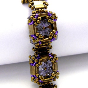 Tila Crystal Box Bracelet Tutorial // Beading Pattern // Lavender, Bronze // Beadweaving // Tila Bead Pattern// image 3