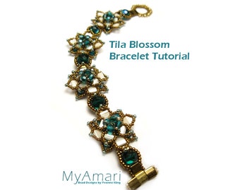 Floral Tila Bead Bracelet Tutorial, DIY Jewelry Making Pattern for Intermediate Beaders