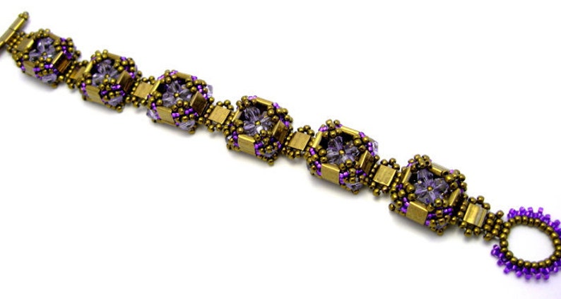 Tila Crystal Box Bracelet Tutorial // Beading Pattern // Lavender, Bronze // Beadweaving // Tila Bead Pattern// image 2