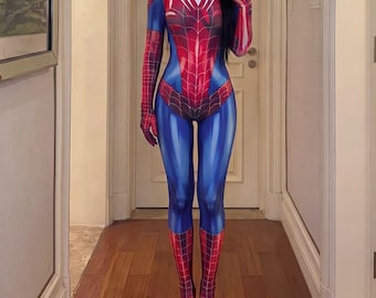 Spider Hero Cosplay for Women | Comic Con Outfit | Milk Silk Bodysuit Halloween Costume | Zentai Jumpsuit Idea for Costume Party