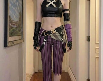 Villain Anime Cosplay for Women | Purple Punk Outfit | Fantasy Set Halloween Costume | Villain Cosplay Idea for Comic Con