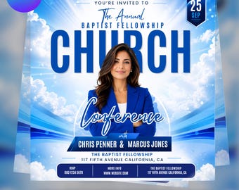 Church Conference Flyer Template | Editable Canva & Photoshop PSD | Christian Conference Flyer| Editable Canva PSD | Digital download