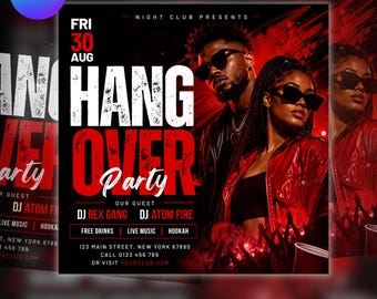 Hangover Party Flyer Canva Template | Editable Nightclub Event Flyer (Digital download)