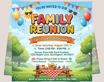 DIY Family Reunion Flyer, Reunion Invite Cousin Reunion, party flyer Gathering Invitation instant Download