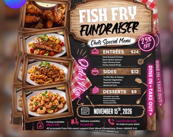 Fish Fry Fundraiser Flyer Template | Church, Seafood Dinner Event (Digital Download)