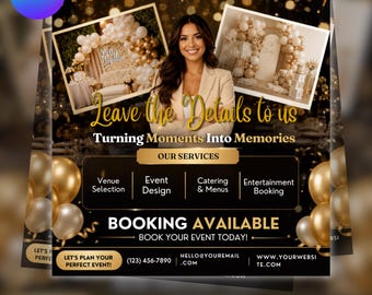 Event Planner Flyer, Canva Template, Wedding Planner Flyer,Event Planning Business and editable Canva Template (Digital download)