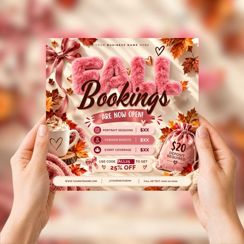 Fall Booking Flyer Template Canva, Fall Books Now Open Beauty Flyer ...