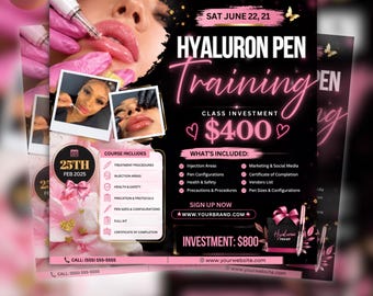 Hyaluron Pen Flyer, Hyaluron Pen,  Hyaluron Pen Lip Filler Hyaluron pen training masterclass Lip (Digital download)