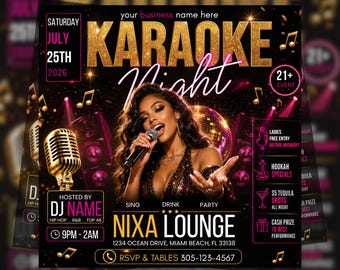 Editable Karaoke Night Flyer | Karaoke Night Invite, DJ Party Invite, Social media flyer | Digital Canva quicken download