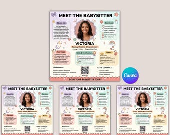 Editable Babysitter Flyer | Childcare Services Community Nanny Service Flyer  flyer template  Services | Quicken Download