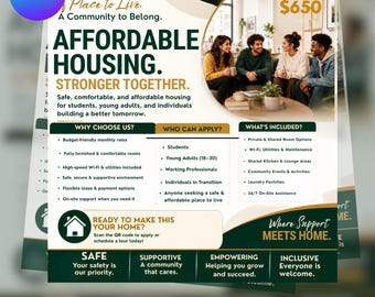 Shared Housing Program Flyer Template | Supportive Housing | Housing Assistance Flyer | Canva Template | Digital Download