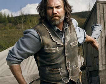 Men's Hell on Wheels Celebrities Looks Cullen Bohannan Real Leather Vest