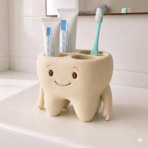 3D Toothbrush Holder STL File – Bathroom Organizer (Printable Model