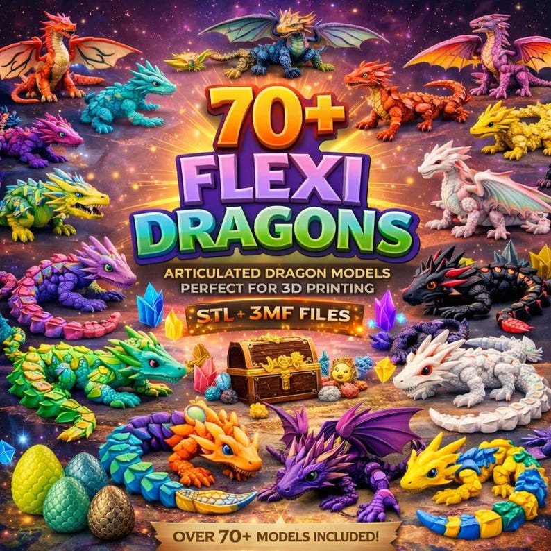 70+ Flexi Dragons STL Files | Articulated 3D Models for Printing - Etsy