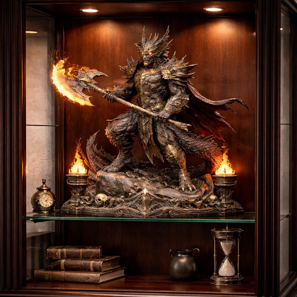 Dragon Warrior Statue 3D STL File – Fantasy Battle Axe Armor (digital ...