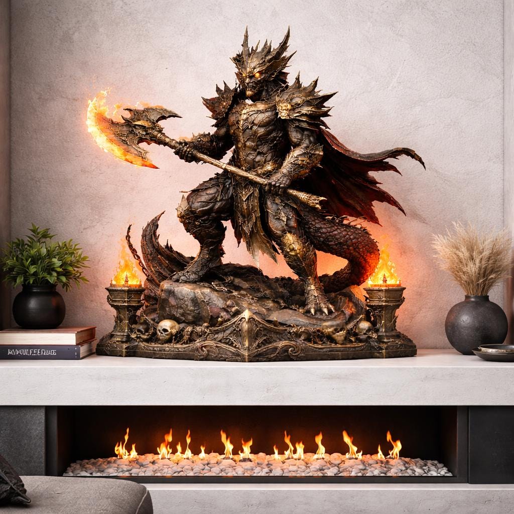 Dragon Warrior Statue 3D STL File – Fantasy Battle Axe Armor (digital ...