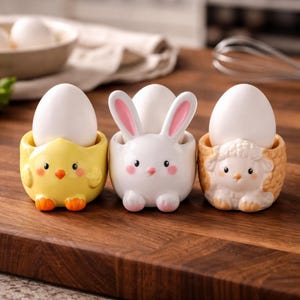 Soportes para huevos de Pascua / Diseños de conejitos, pollitos y corderos (archivo STL 3D)