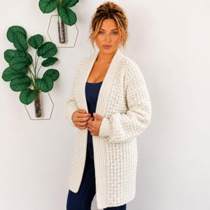 Crochet Cardigan PDF Pattern +VIDEO Tutorial Included, Oversized Crochet Cardigan, All Sizes, Cozy Winter Sweater