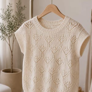 Summer Knit Top Pattern PDF | Lace Sleeveless Tank Knitting Pattern | Easy DIY Knit Top for Women S-XL