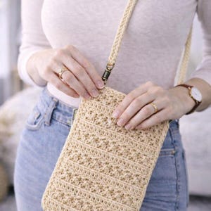 Patrón de bolso de crochet para teléfono: bandolera, punto texturizado, ideal para principiantes (descarga en PDF)