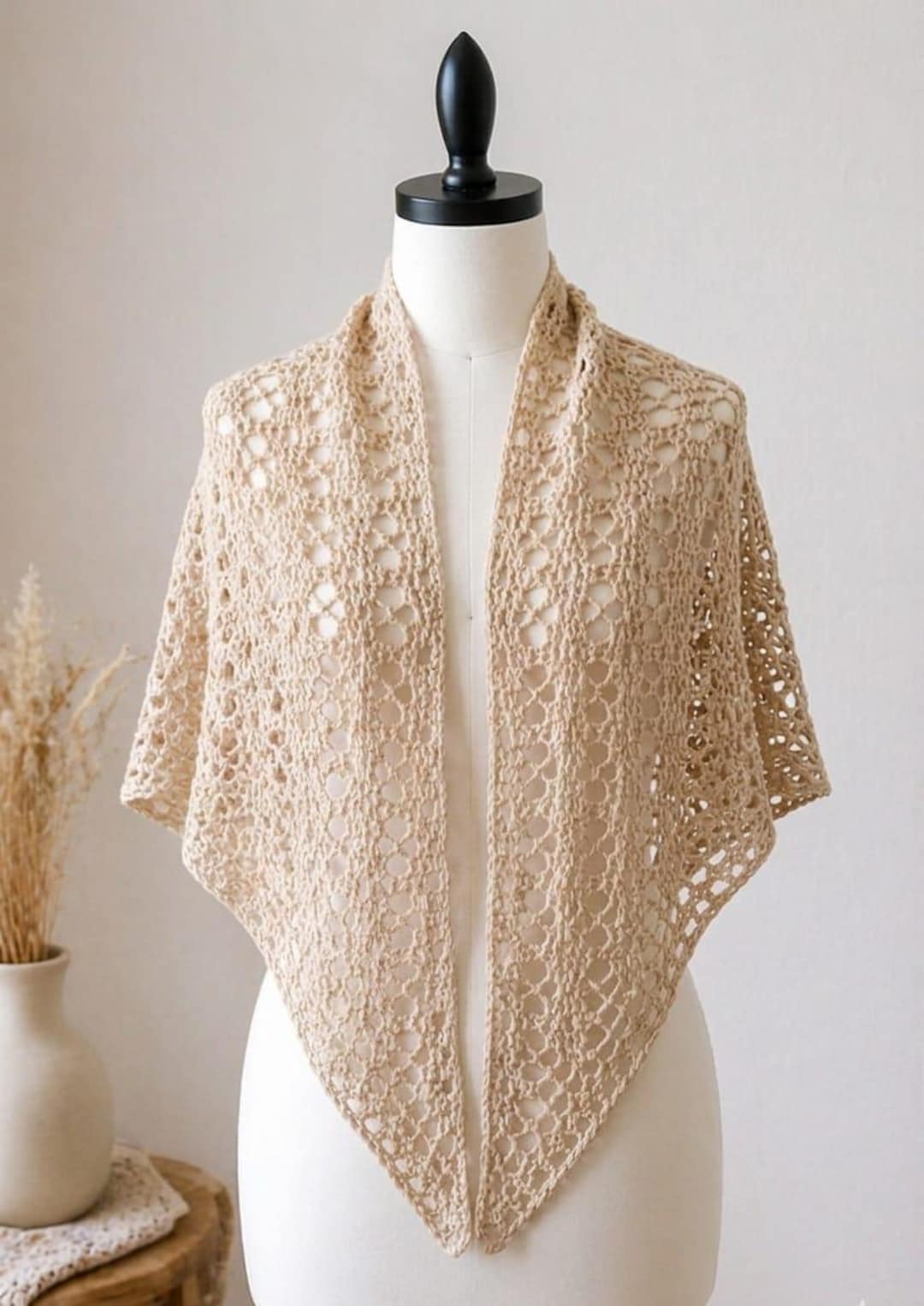 Crochet Lace Triangle Shawl Pattern PDF | Easy Boho Wrap Scarf ...