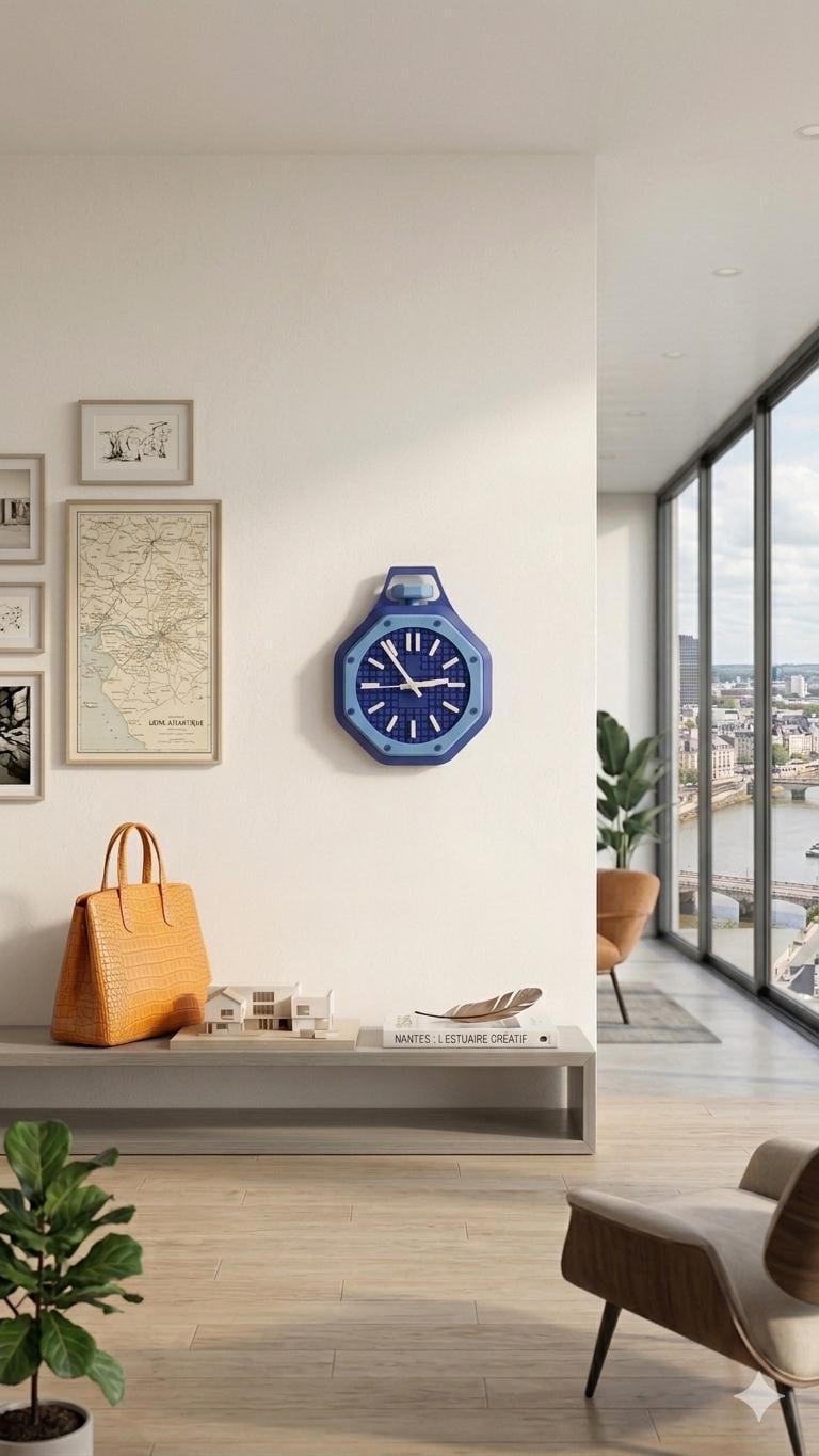 Horloge Murale Design Géométrique Bleu — Beyit