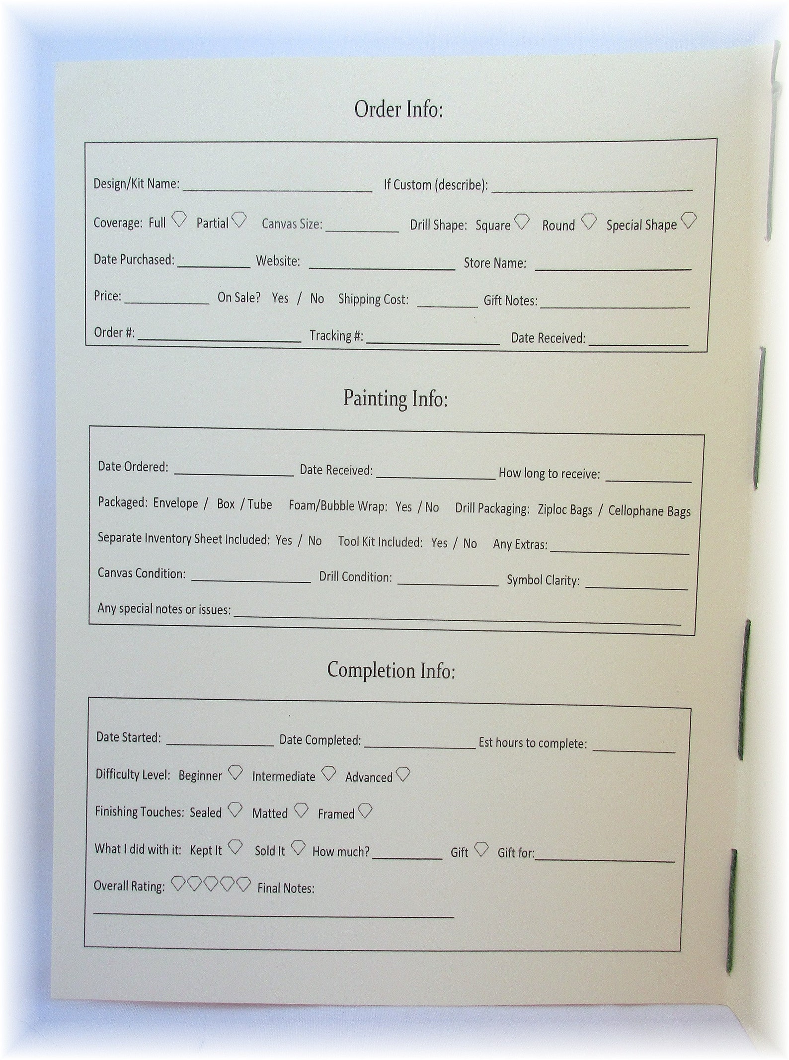 Diamond Painting Log Book A5 Size Hand-Sewn Sturdy | Etsy