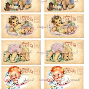 INSTANT DOWNLOAD - Baby Postkarten - druckbare digitale Collage Sheet - Journaling Spot - Geschenkanhänger - hängen Tag und vieles mehr