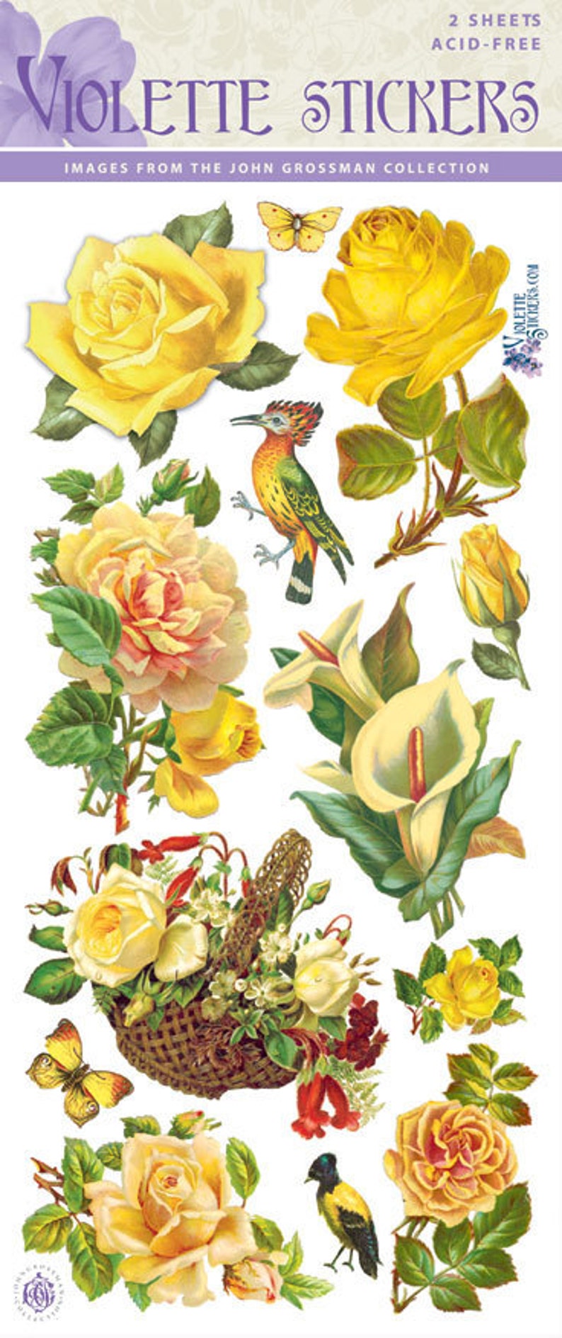 Beautiful Vintage Yellow Roses Stickers for Crafting2 sheets Etsy