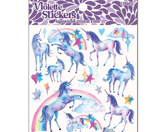 Blue Unicorn Stickers -2 sheets